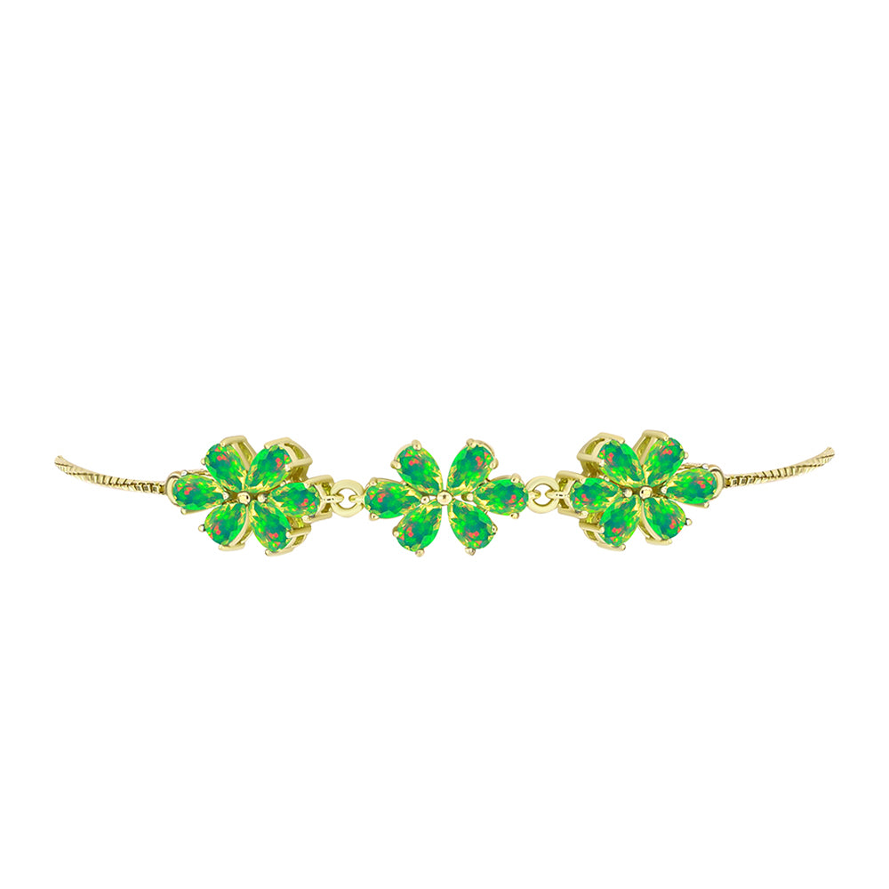 Goldplattiertes Silberarmband mit grünem äthiopischem Opal aus Lega Dembi 2 