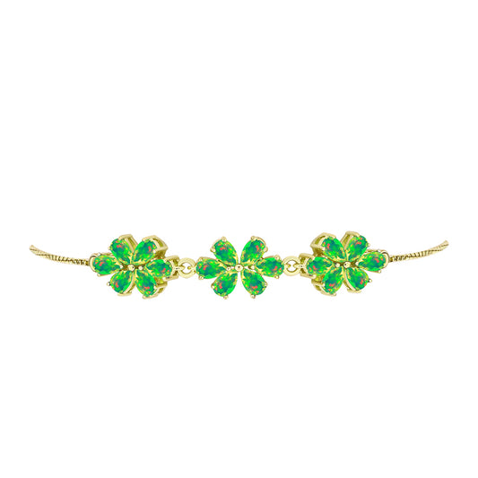 Goldplattiertes Silberarmband mit grünem äthiopischem Opal aus Lega Dembi