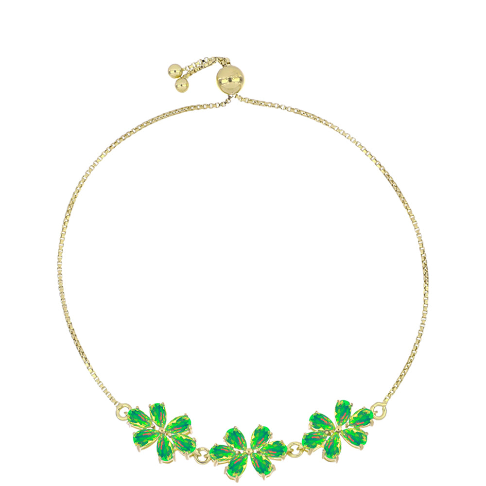 Goldplattiertes Silberarmband mit grünem äthiopischem Opal aus Lega Dembi 1 