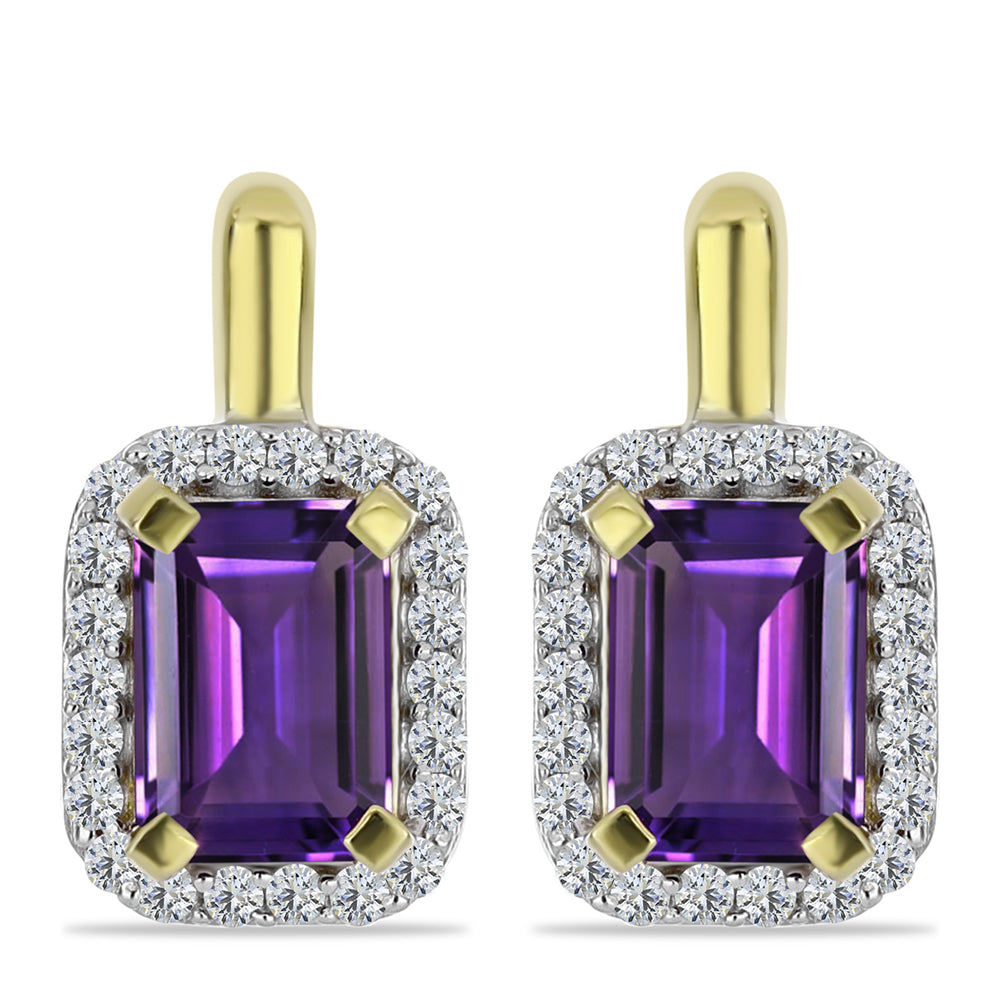 Goldplattierte Silberohrringe mit marokkanischem Amethyst und weißem Topas 1 