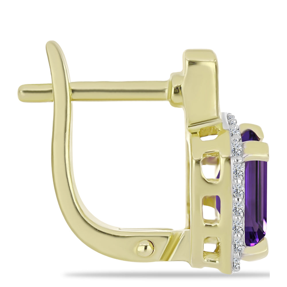 Goldplattierte Silberohrringe mit marokkanischem Amethyst und weißem Topas