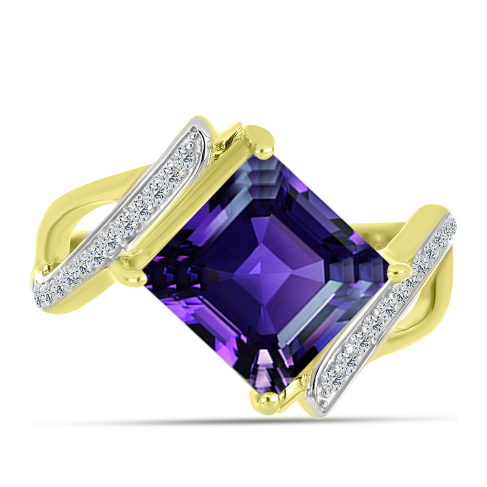 Goldplattierter Silberring mit marokkanischem Amethyst und weißem Topas 1 