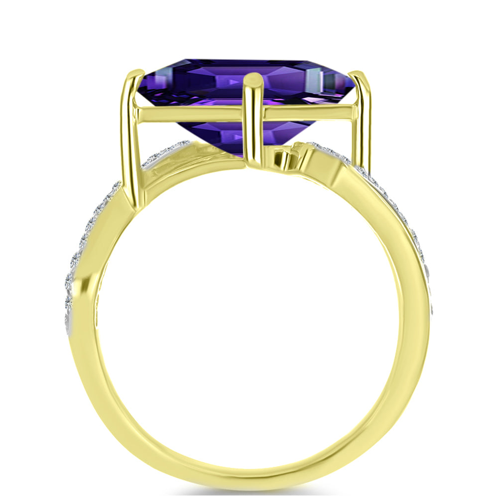Goldplattierter Silberring mit marokkanischem Amethyst und weißem Topas