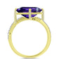 Goldplattierter Silberring mit marokkanischem Amethyst und weißem Topas