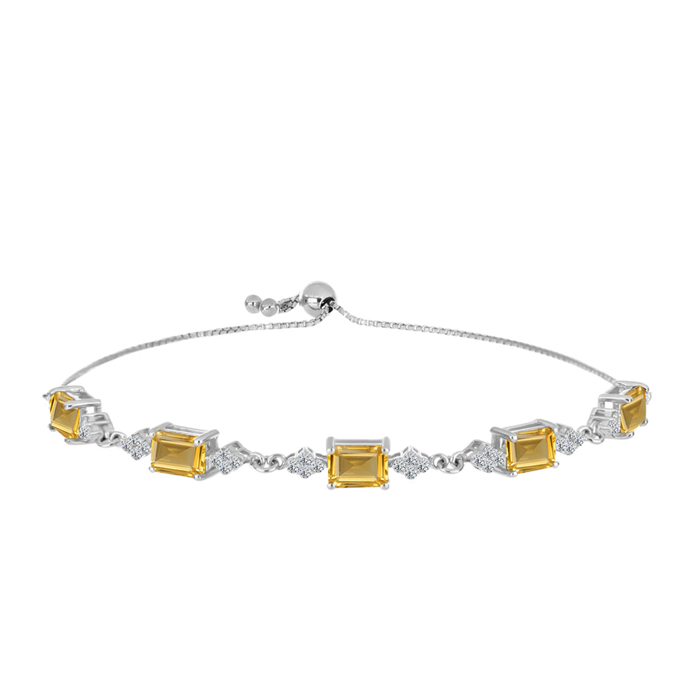 Silberarmband mit Zitrin aus dem Ural und weißem Topas