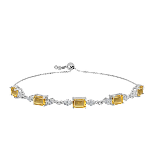 Silberarmband mit Zitrin aus dem Ural und weißem Topas
