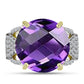 Goldplattierter Silberring mit marokkanischem Amethyst und weißem Topas