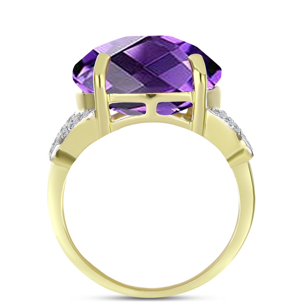 Goldplattierter Silberring mit marokkanischem Amethyst und weißem Topas