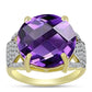 Goldplattierter Silberring mit marokkanischem Amethyst und weißem Topas