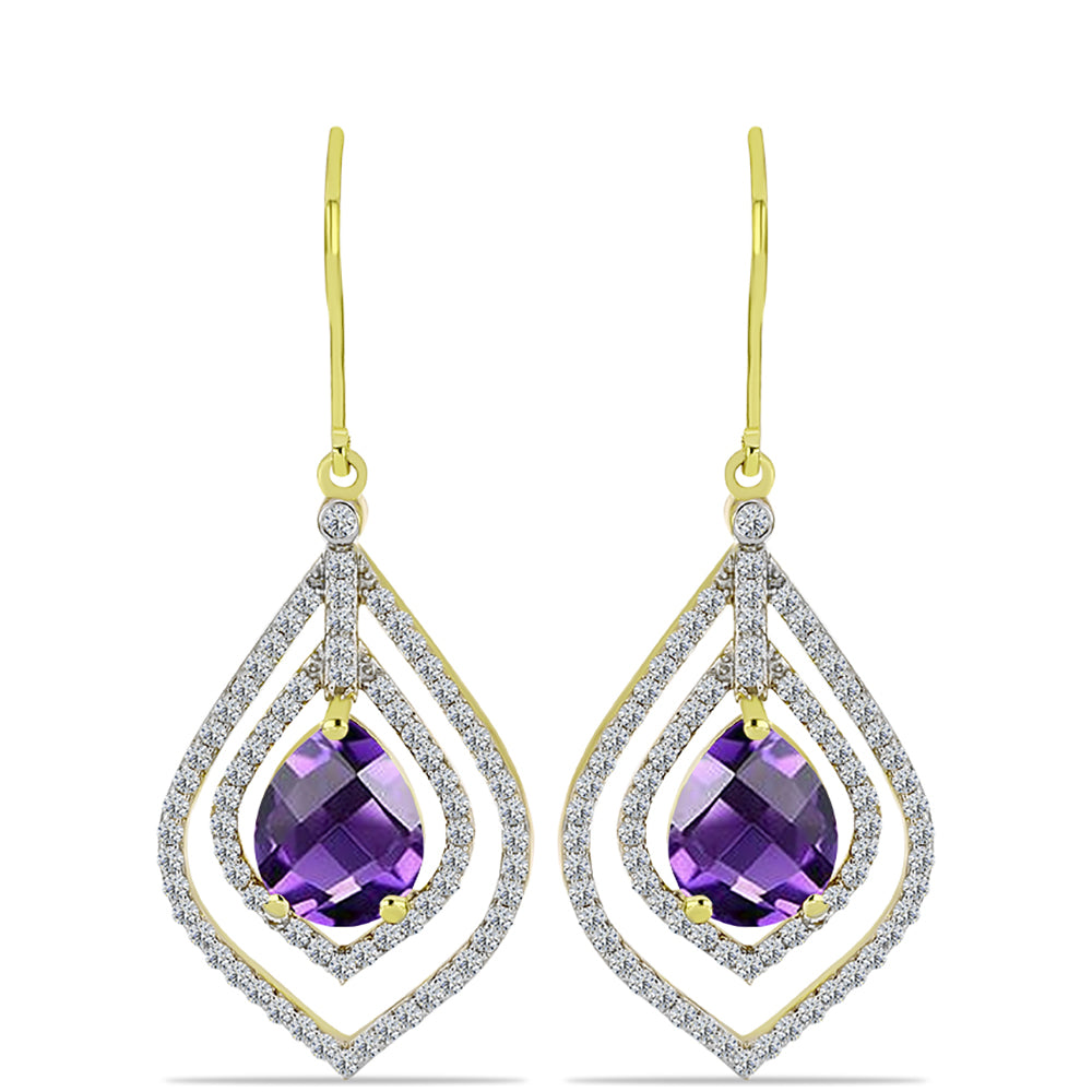 Goldplattierte Silberohrringe mit marokkanischem Amethyst und weißem Topas 1 