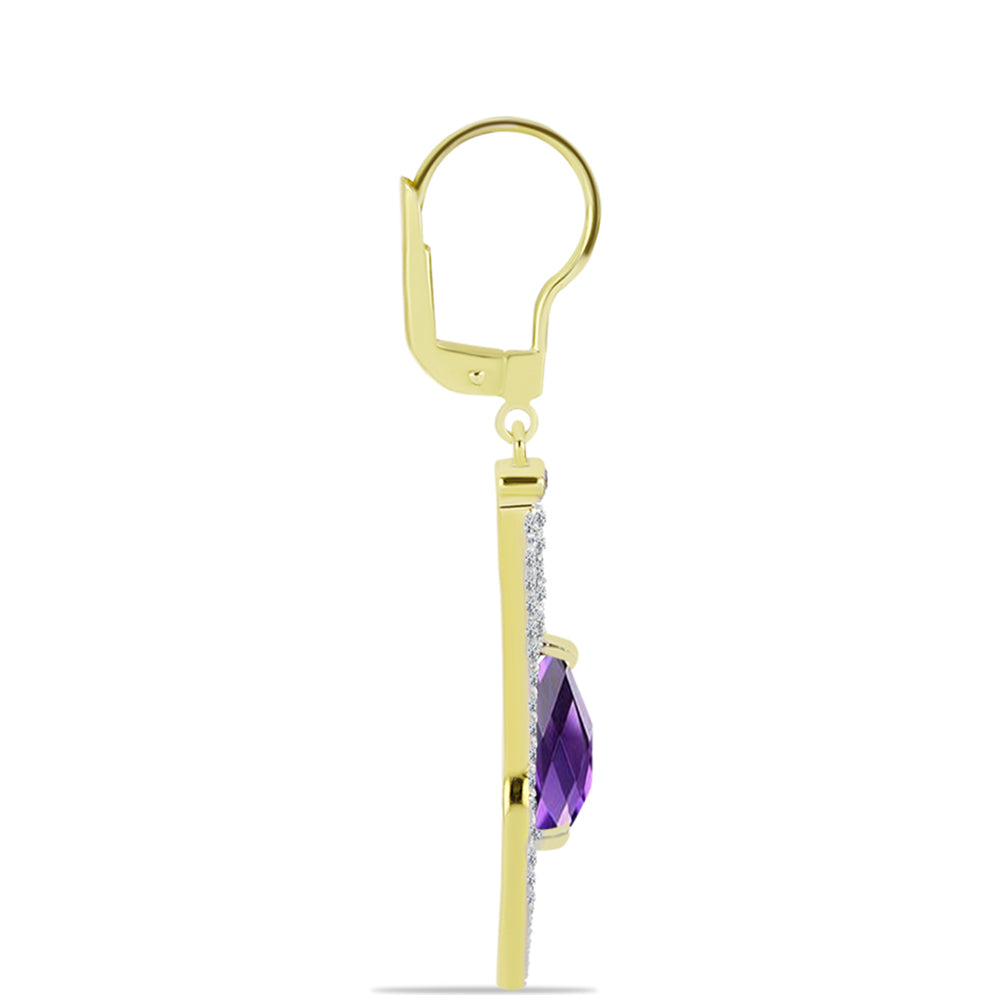 Goldplattierte Silberohrringe mit marokkanischem Amethyst und weißem Topas