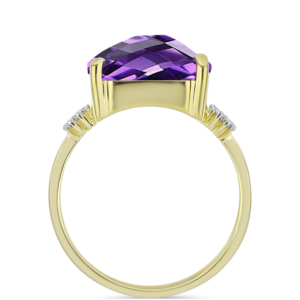 Goldplattierter Silberring mit marokkanischem Amethyst und weißem Topas