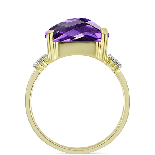 Goldplattierter Silberring mit marokkanischem Amethyst und weißem Topas