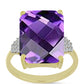 Goldplattierter Silberring mit marokkanischem Amethyst und weißem Topas