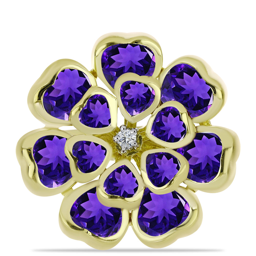 Goldplattierter Silberring mit marokkanischem Amethyst und weißem Topas 1 