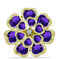 Goldplattierter Silberring mit marokkanischem Amethyst und weißem Topas