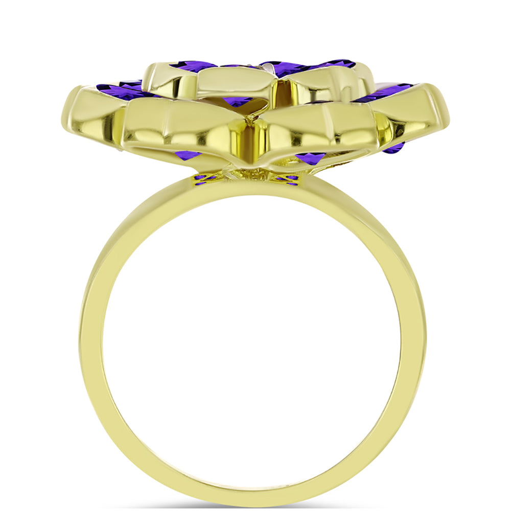 Goldplattierter Silberring mit marokkanischem Amethyst und weißem Topas 2 