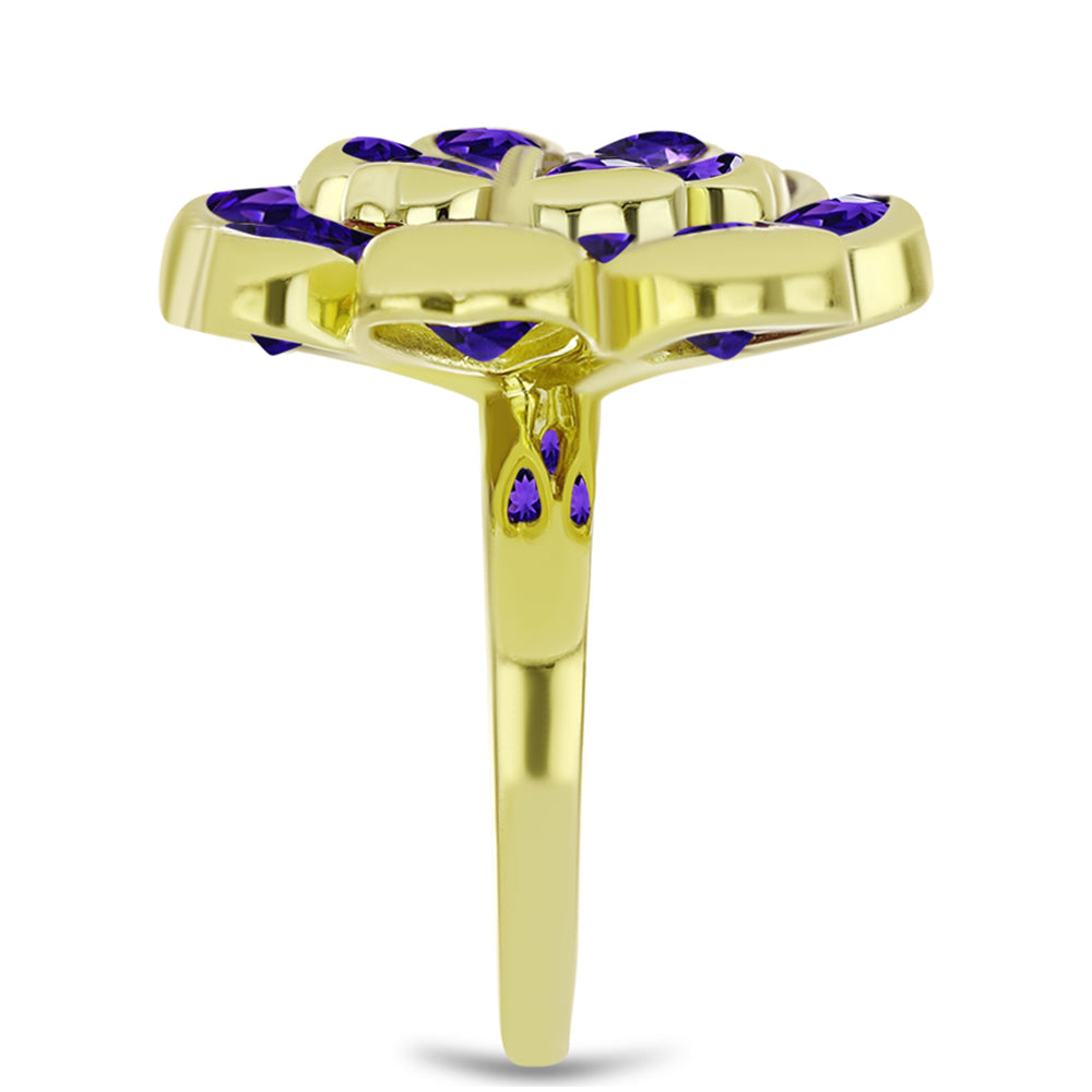 Goldplattierter Silberring mit marokkanischem Amethyst und weißem Topas 4 
