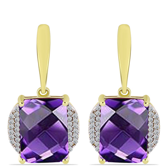 Goldplattierte Silberohrringe mit marokkanischem Amethyst und weißem Topas