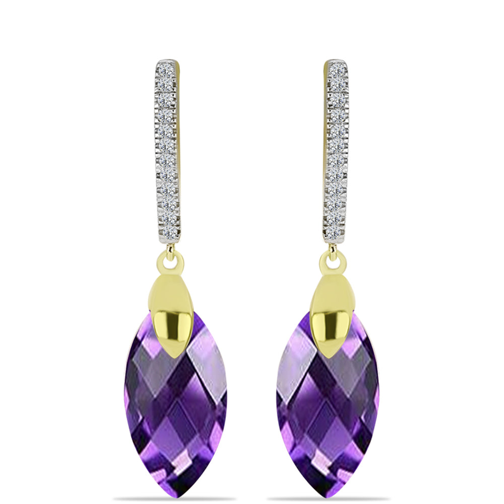 Goldplattierte Silberohrringe mit marokkanischem Amethyst und weißem Topas 1 