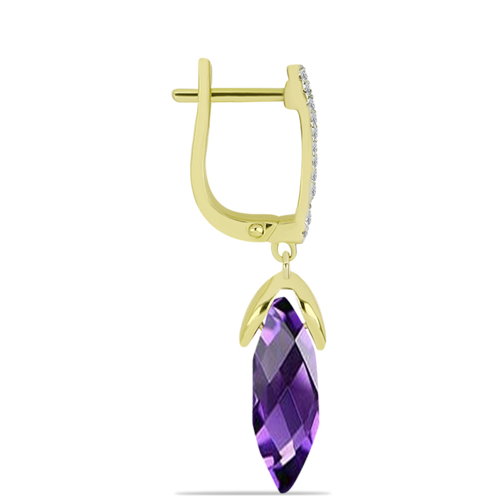 Goldplattierte Silberohrringe mit marokkanischem Amethyst und weißem Topas 2 