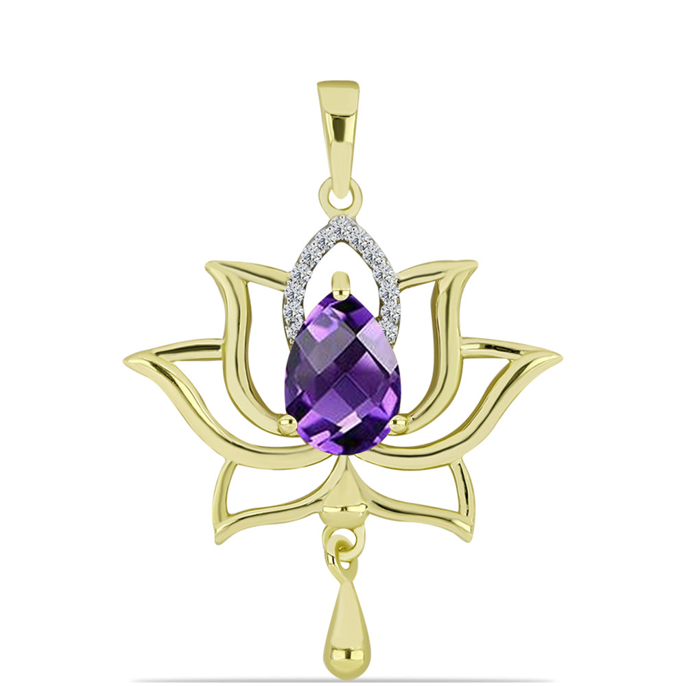 Goldplattierter Silberanhänger mit marokkanischem Amethyst und weißem Topas 1 