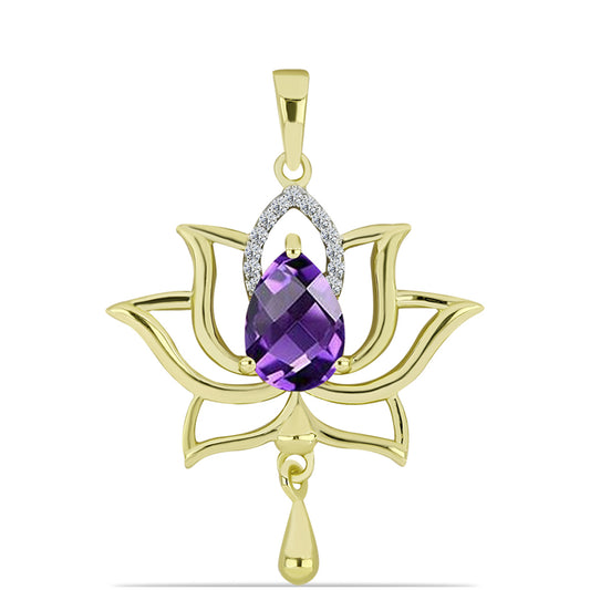 Goldplattierter Silberanhänger mit marokkanischem Amethyst und weißem Topas