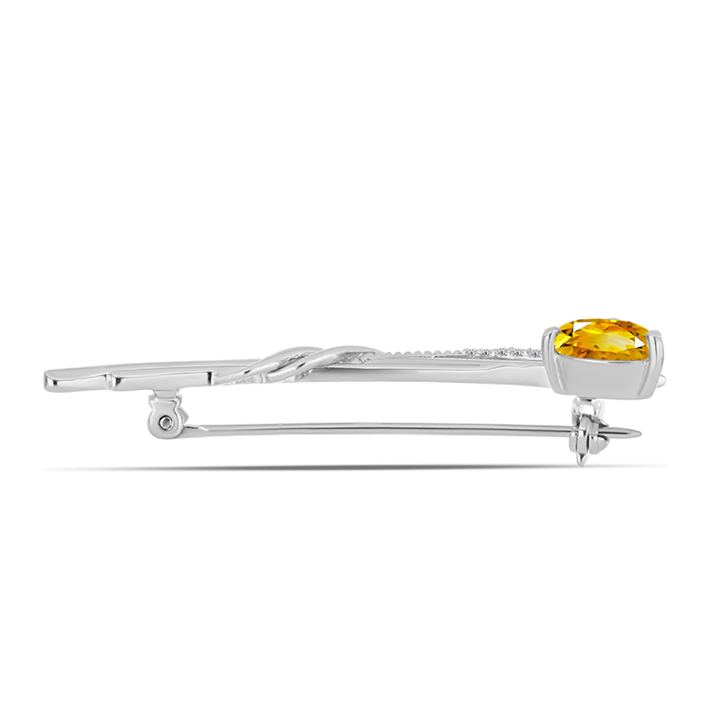 Silberbrosche mit Zitrin aus dem Ural und weißem Topas 2 