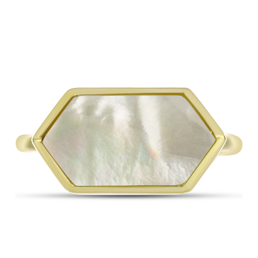 Goldplattierter Silberring mit Perlmutt 1 