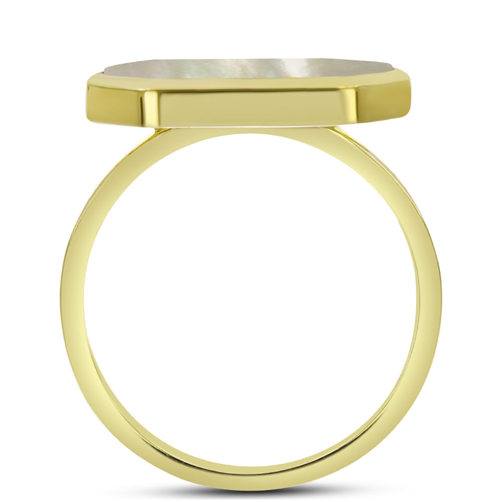 Goldplattierter Silberring mit Perlmutt