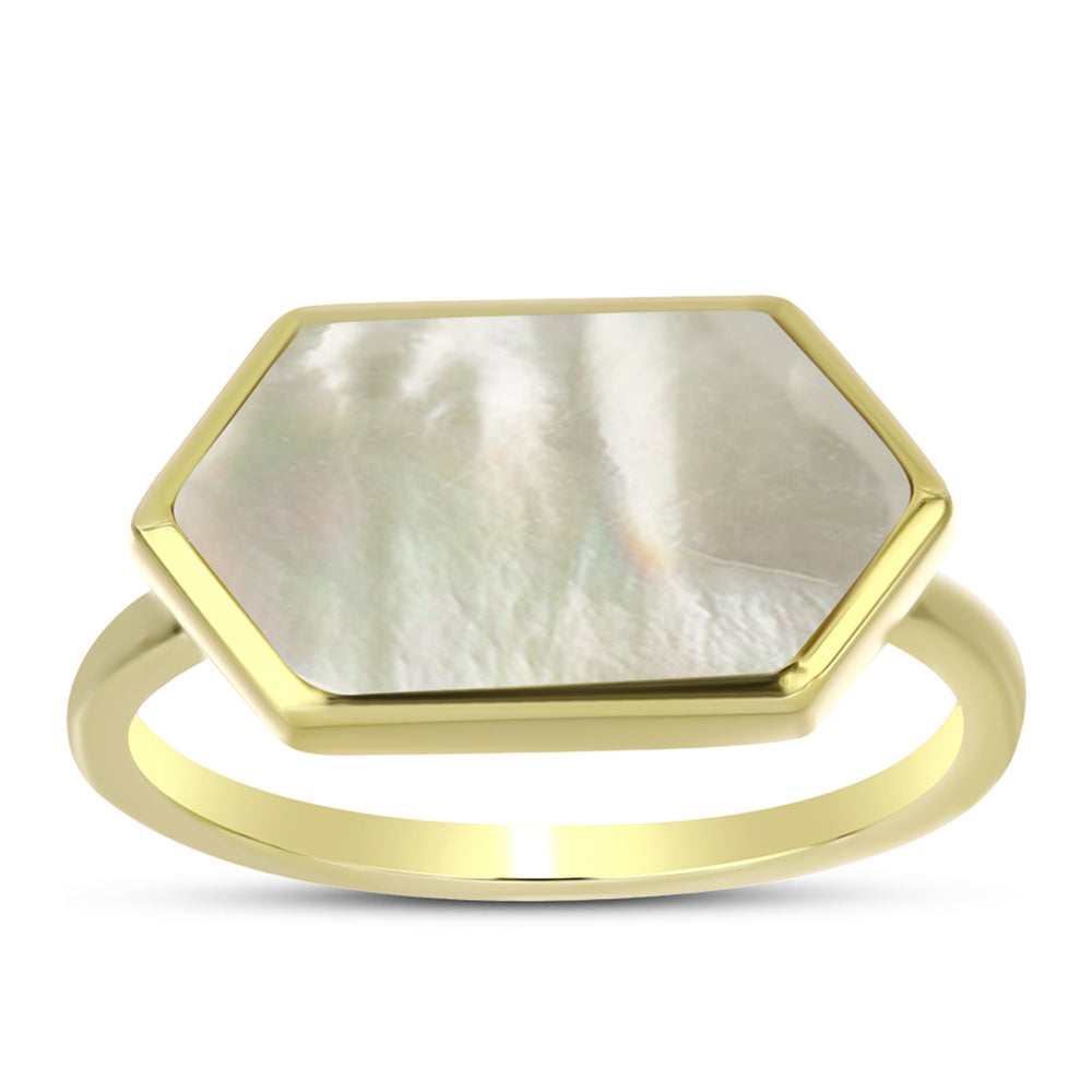 Goldplattierter Silberring mit Perlmutt