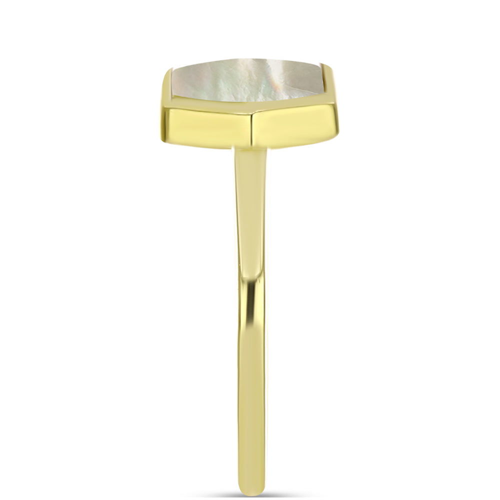 Goldplattierter Silberring mit Perlmutt
