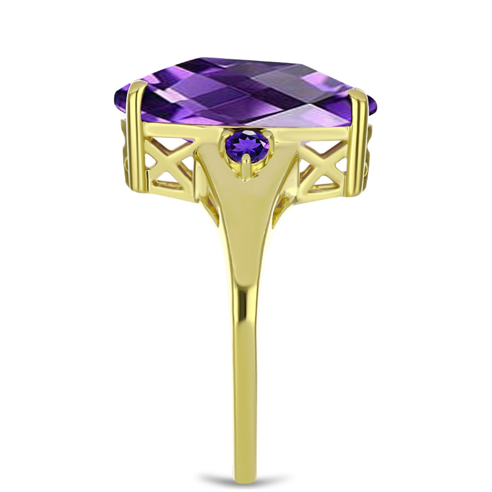 Goldplattierter Silberring mit marokkanischem Amethyst 4 