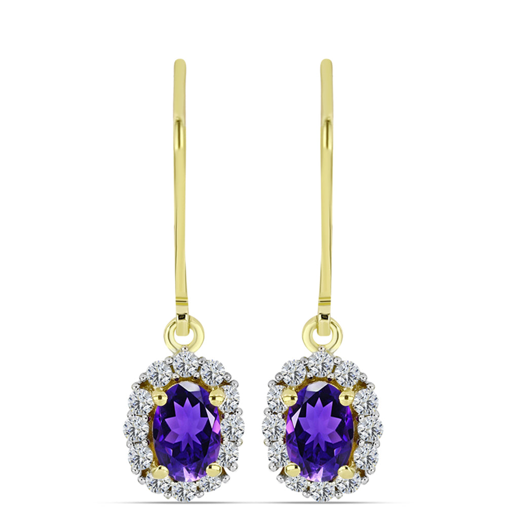 Goldplattierte Silberohrringe mit marokkanischem Amethyst und weißem Topas