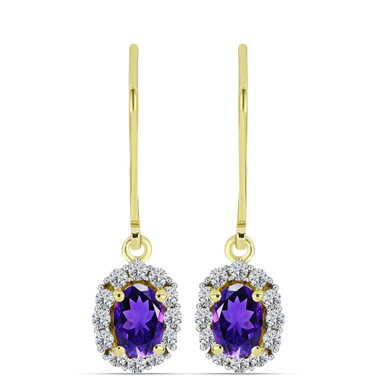 Goldplattierte Silberohrringe mit marokkanischem Amethyst und weißem Topas