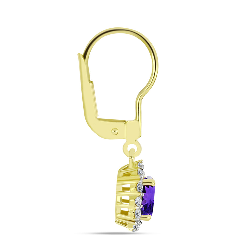 Goldplattierte Silberohrringe mit marokkanischem Amethyst und weißem Topas 2 