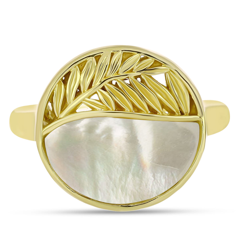 Goldplattierter Silberring mit Perlmutt