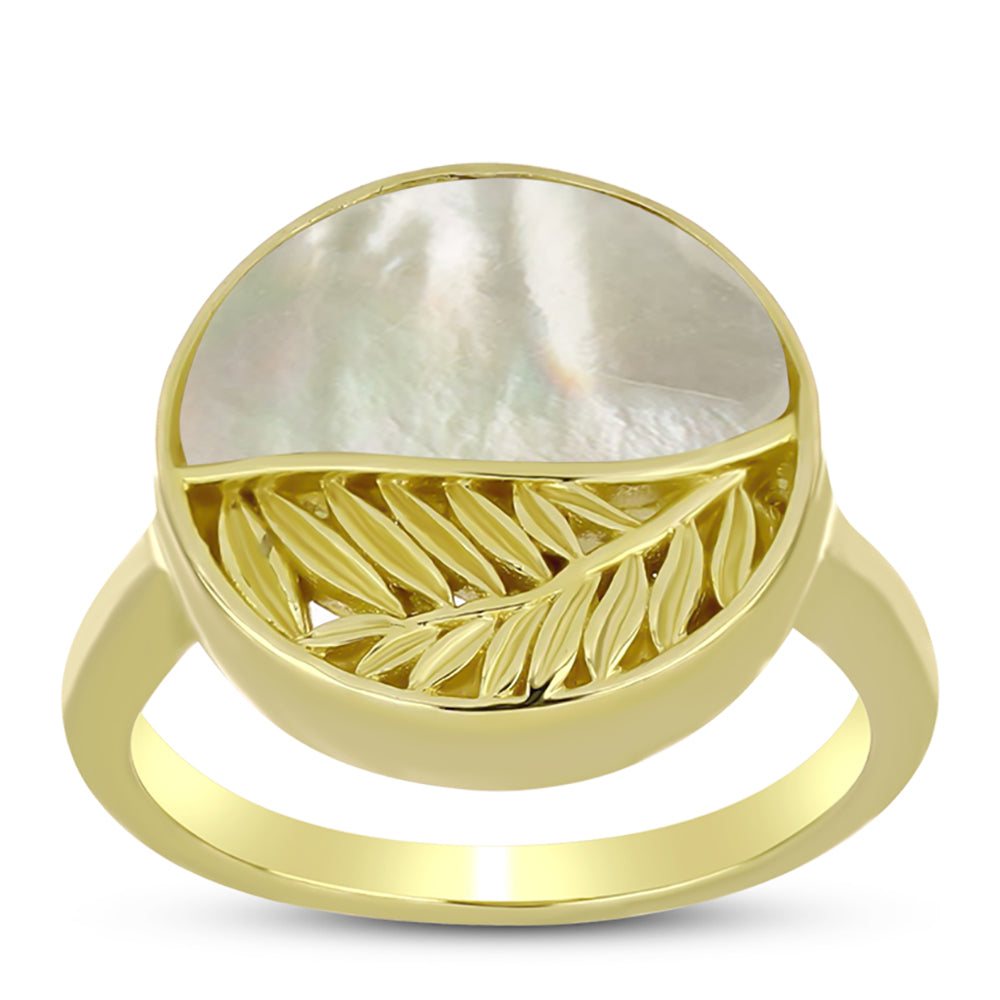 Goldplattierter Silberring mit Perlmutt