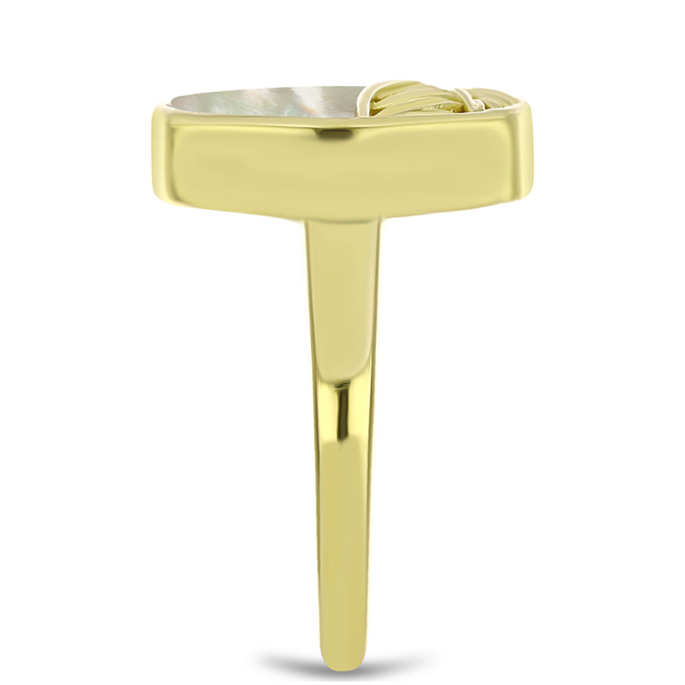 Goldplattierter Silberring mit Perlmutt