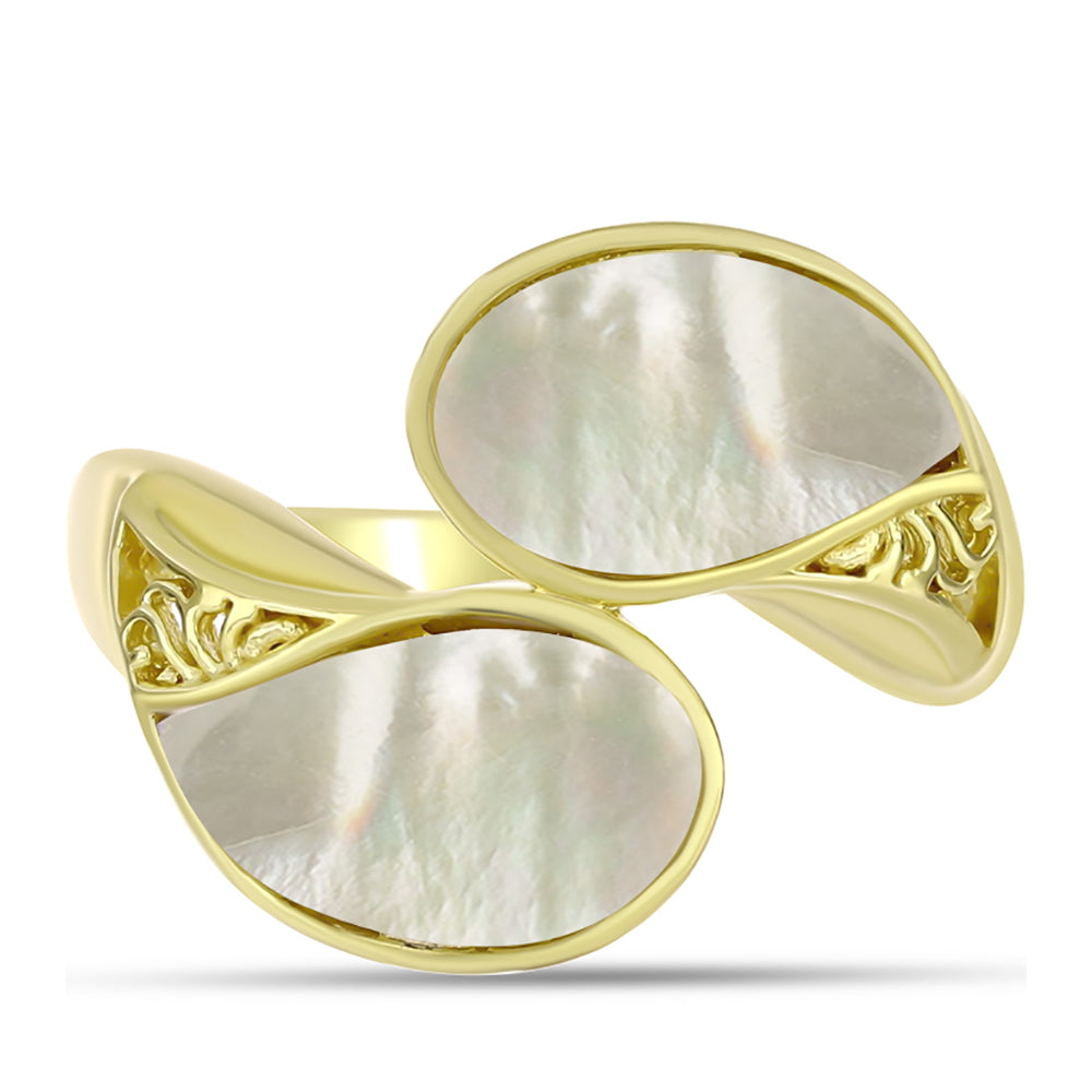 Goldplattierter Silberring mit Perlmutt 1 