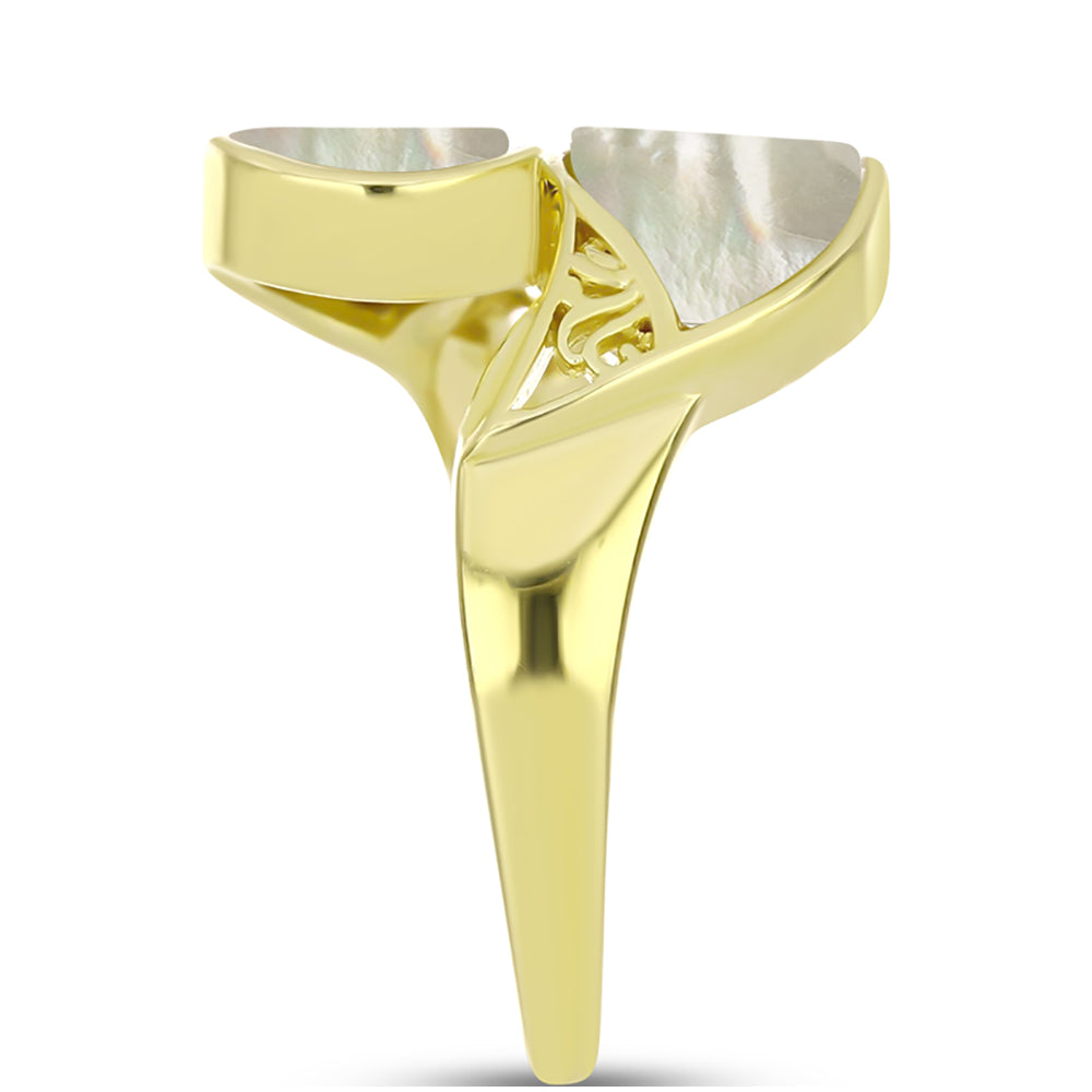 Goldplattierter Silberring mit Perlmutt
