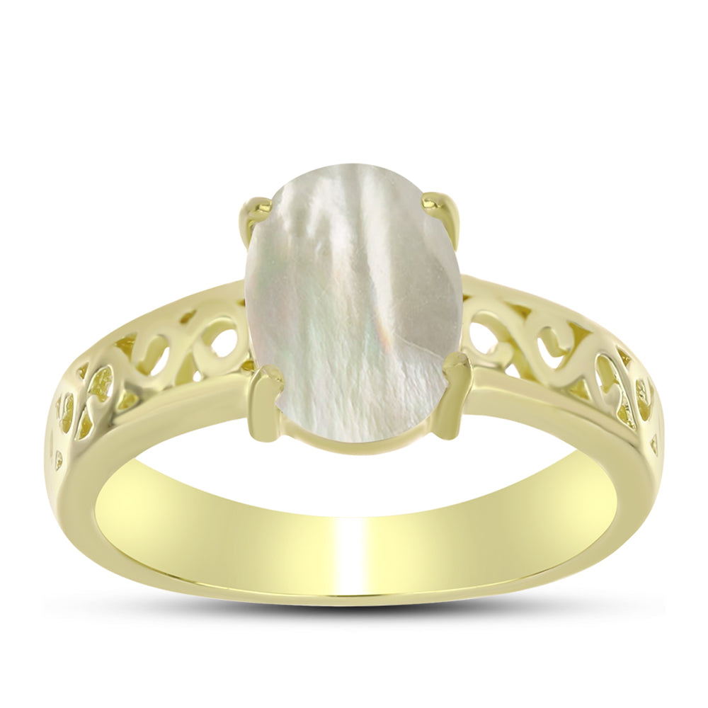 Goldplattierter Silberring mit Perlmutt