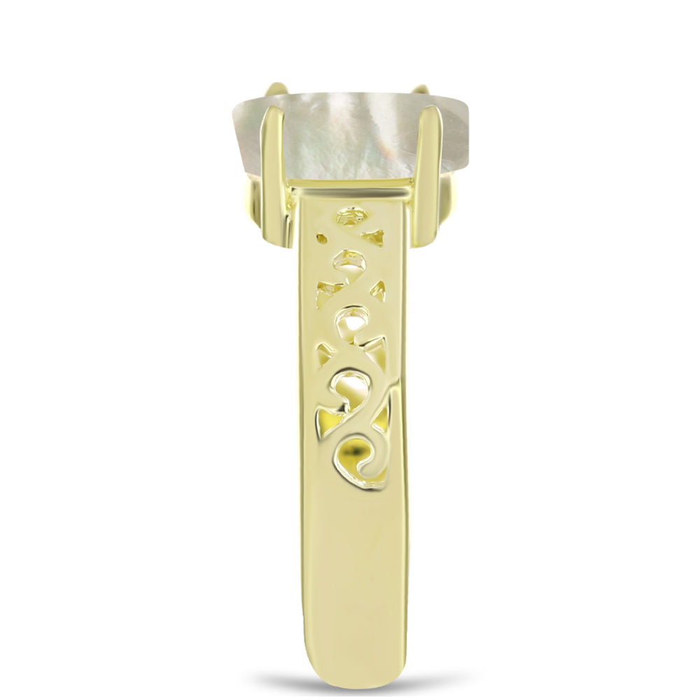 Goldplattierter Silberring mit Perlmutt 4 