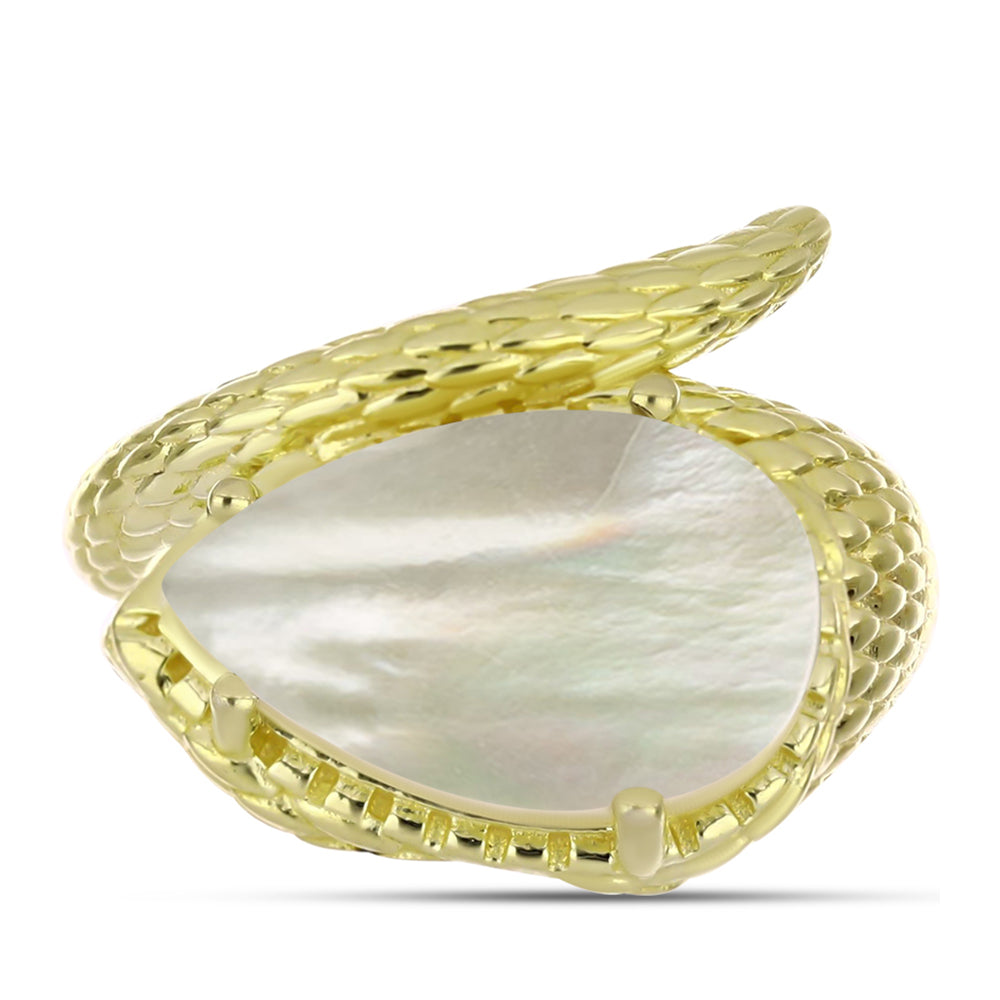 Goldplattierter Silberring mit Perlmutt