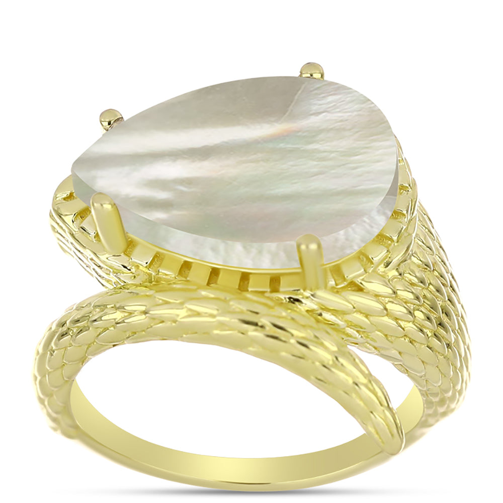 Goldplattierter Silberring mit Perlmutt