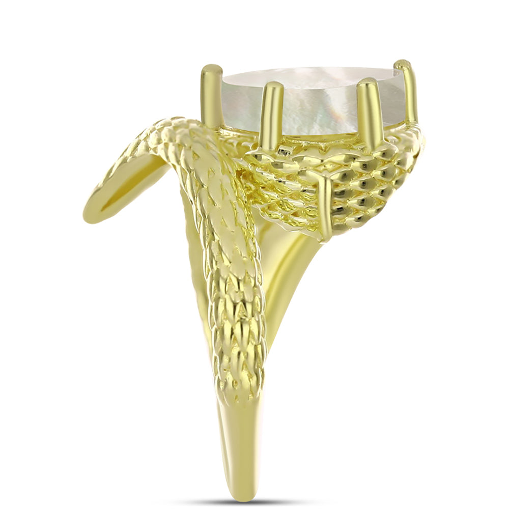Goldplattierter Silberring mit Perlmutt