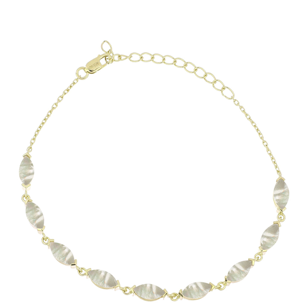 Goldplattiertes Silberarmband mit Perlmutt 1 