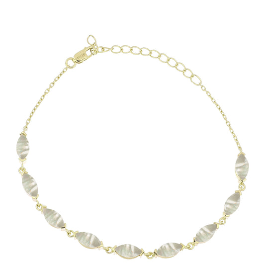 Goldplattiertes Silberarmband mit Perlmutt