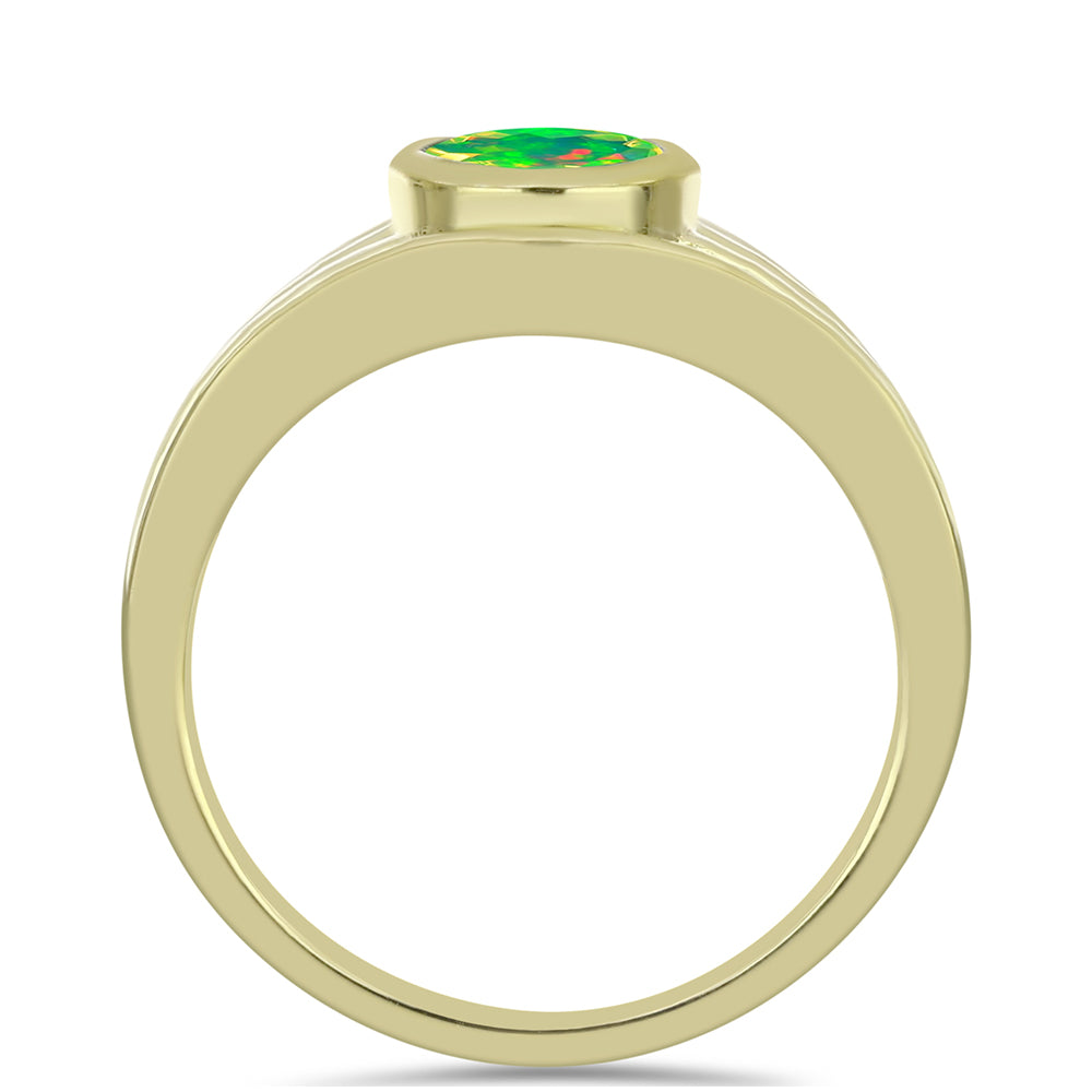 Goldplattierter Silberring mit grünem äthiopischem Opal aus Lega Dembi 2 