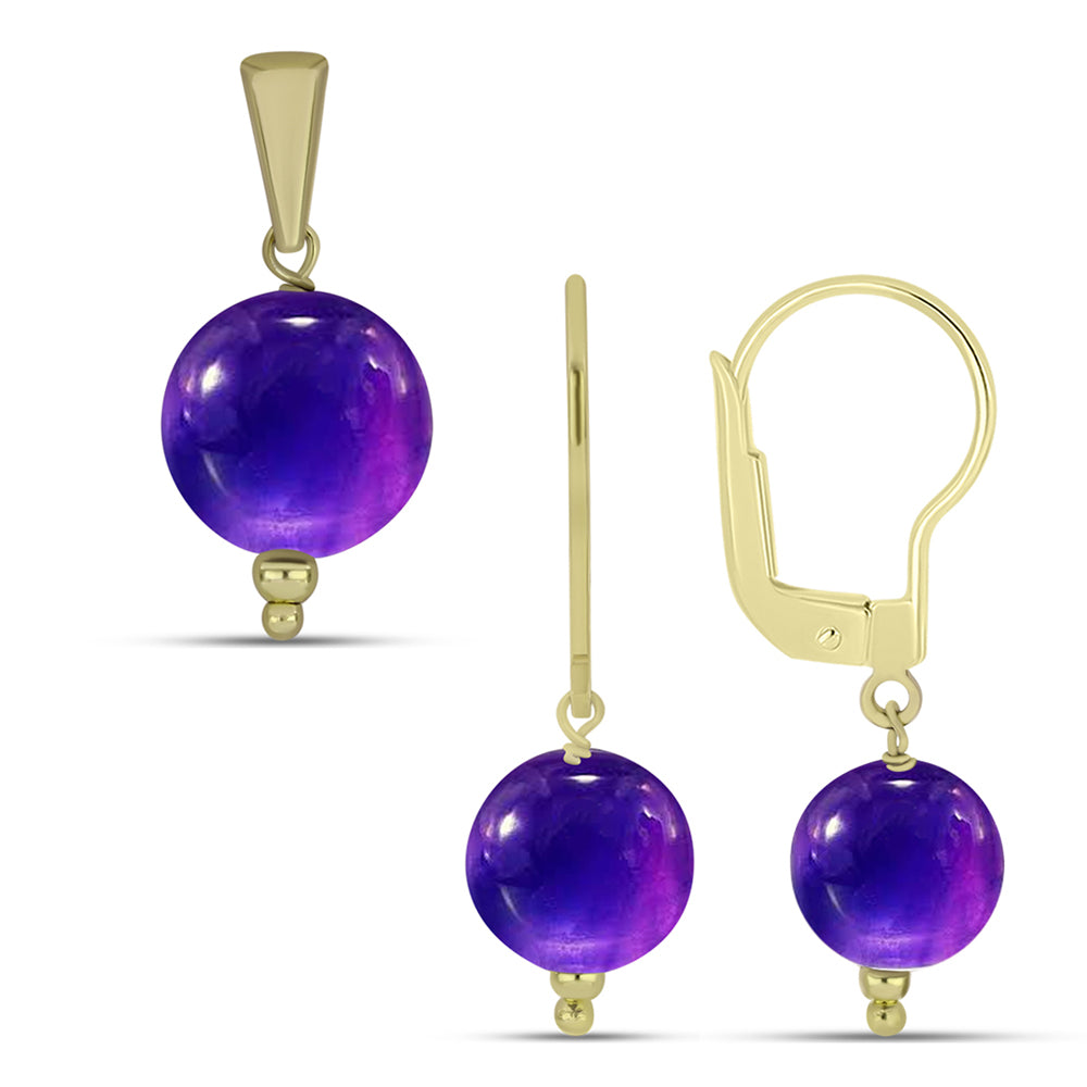 schmuckgarnitur aus Goldplattierte Silber mit marokkanischem Amethyst 1 